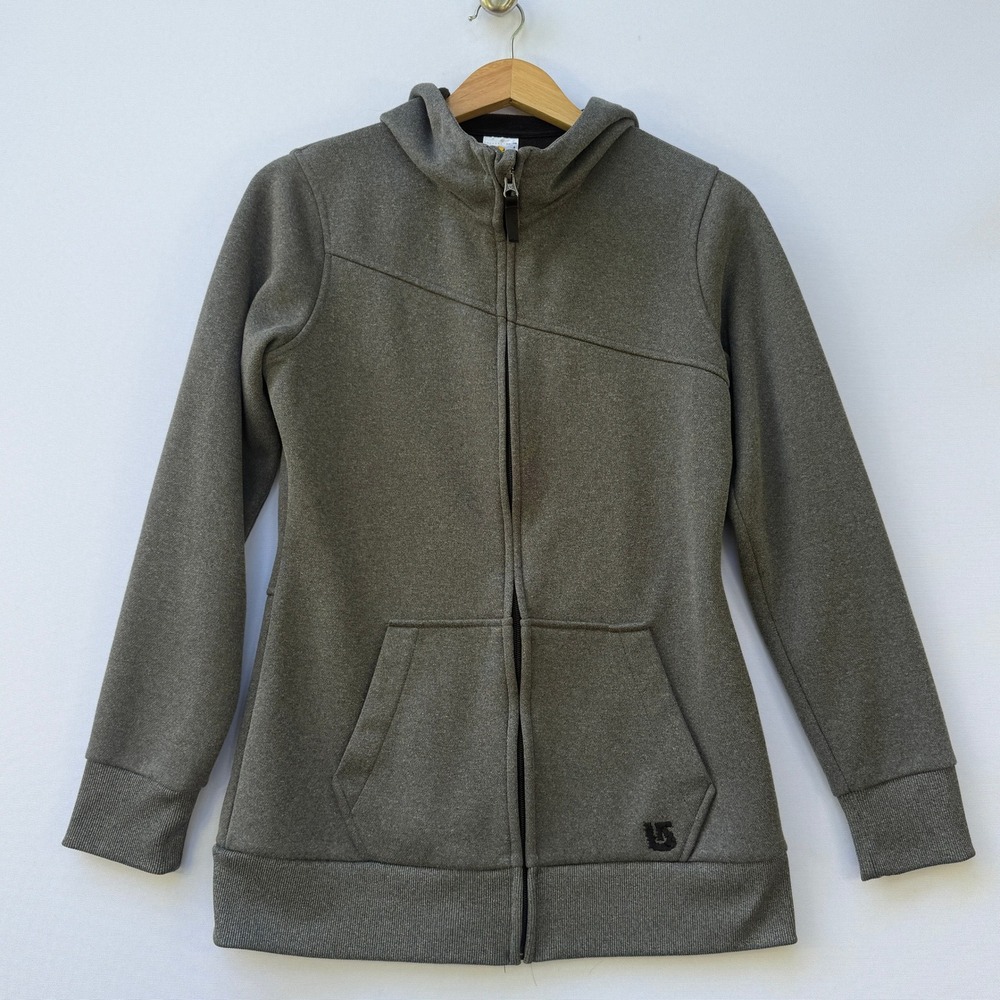 Burton Womens Medium Full Zip Hoodie Gray DryRide Tech Fleece Jacket Snowboard